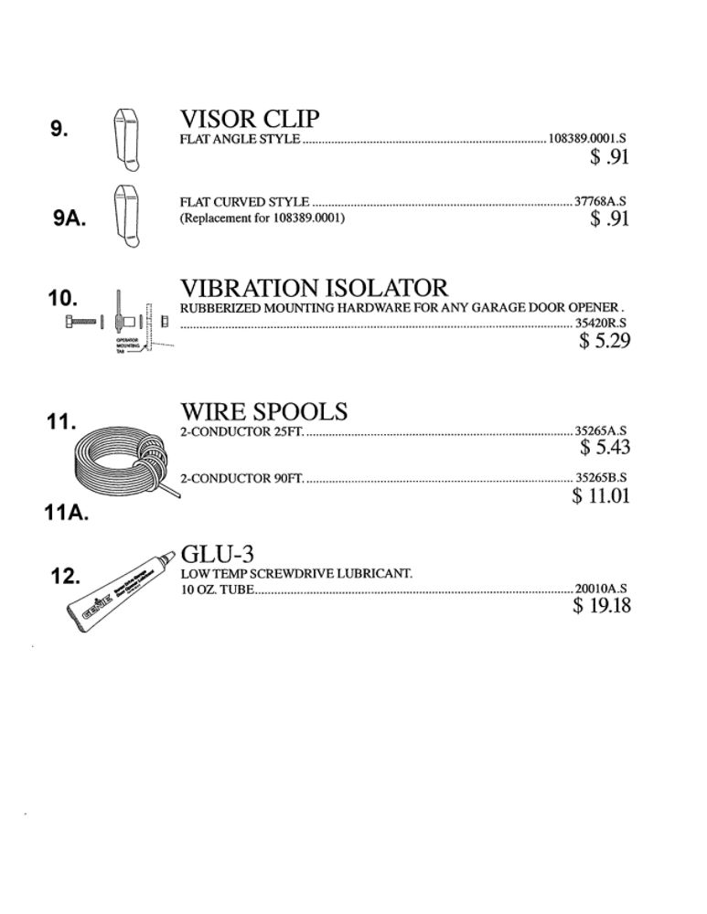 Service Parts 3 Diagram and Parts List for 3042  Genie Garage Door Opener