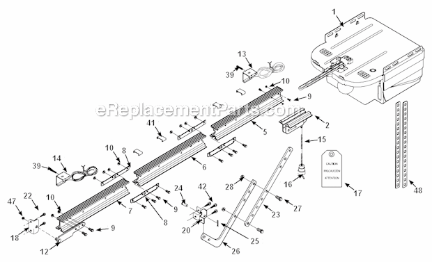 Rail_And_Attachments Diagram and Parts List for 2020L  Genie Garage Door Opener
