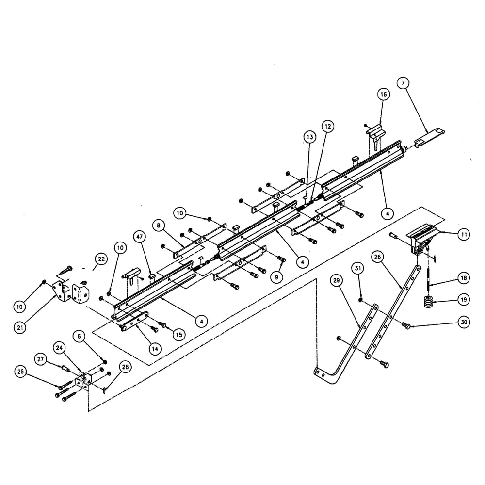 Rail Assy Diagram and Parts List for IS550-1  Genie Garage Door Opener