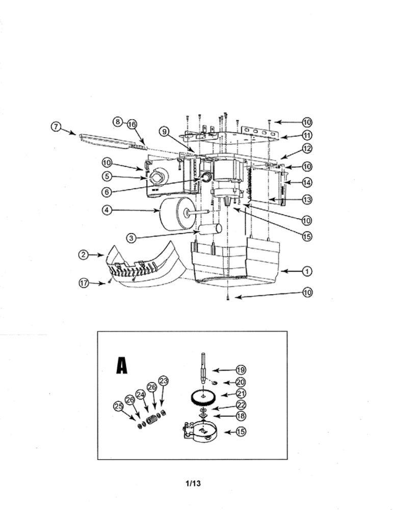 Head Diagram and Parts List for 1020L  Genie Garage Door Opener