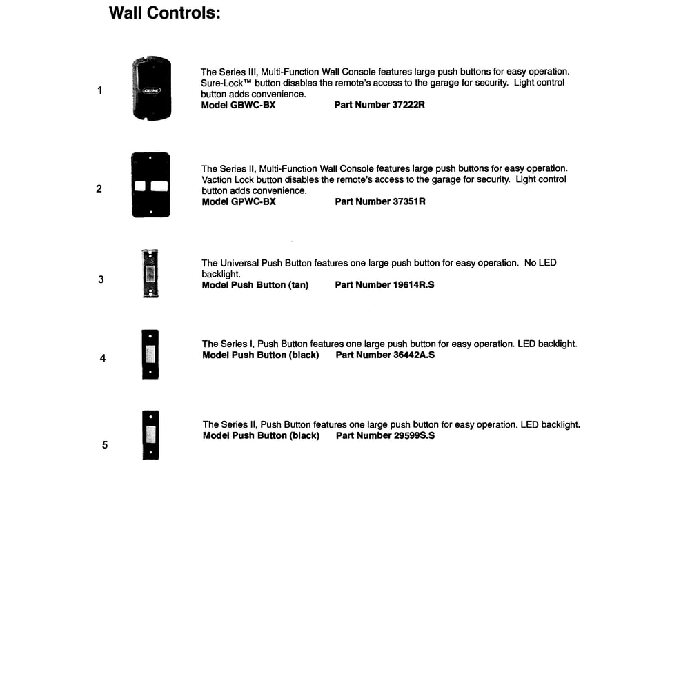 Accessories 2 Diagram and Parts List for 4022  Genie Garage Door Opener