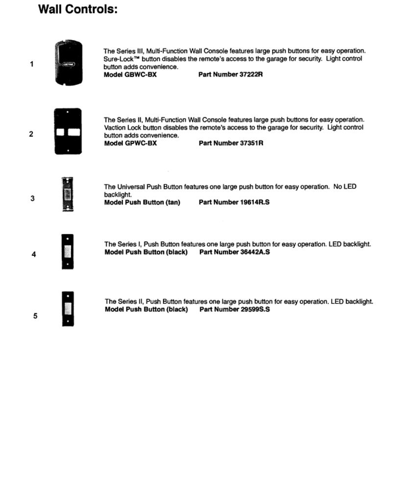 Accessories 3 Diagram and Parts List for 4042  Genie Garage Door Opener