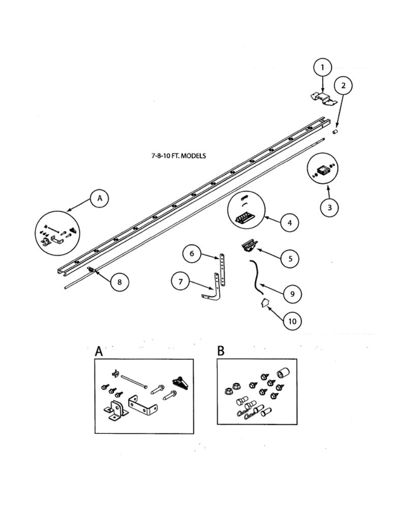 Parts Bags/Rails Diagram and Parts List for 2562  Genie Garage Door Opener