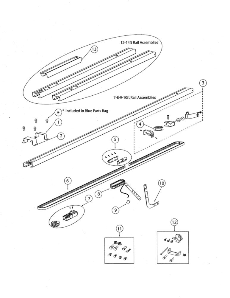 Belt Channel Diagram and Parts List for 3042  Genie Garage Door Opener