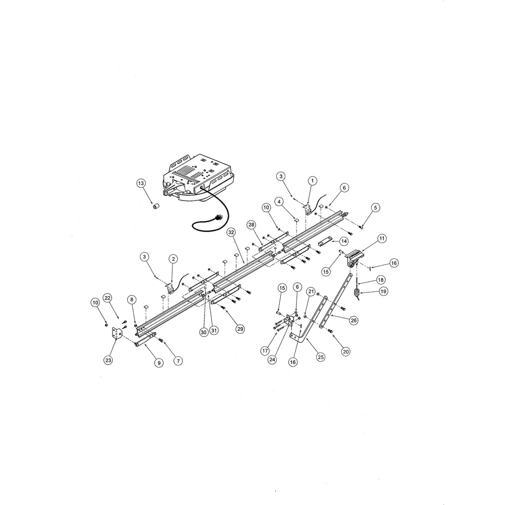 Retail Rail Diagram and Parts List for EXCELERATOR  Genie Garage Door Opener