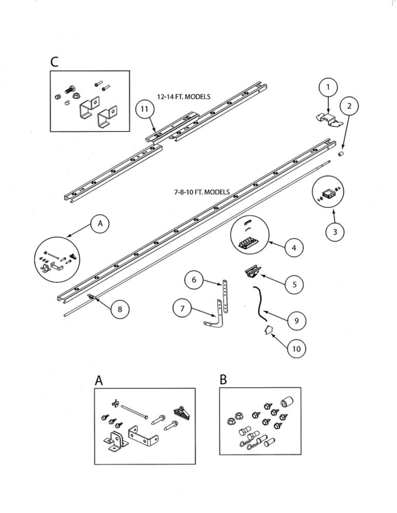 Screw Channel Diagram and Parts List for TRILOG 1500  Genie Garage Door Opener