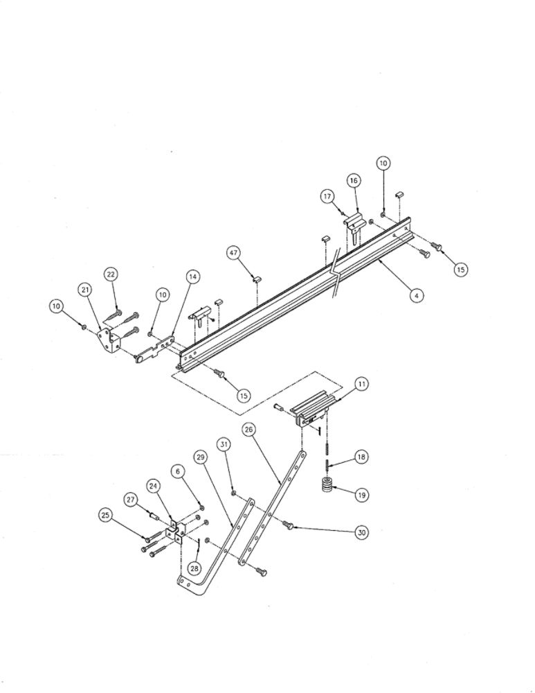 Rail 1 Diagram and Parts List for 1020L  Genie Garage Door Opener