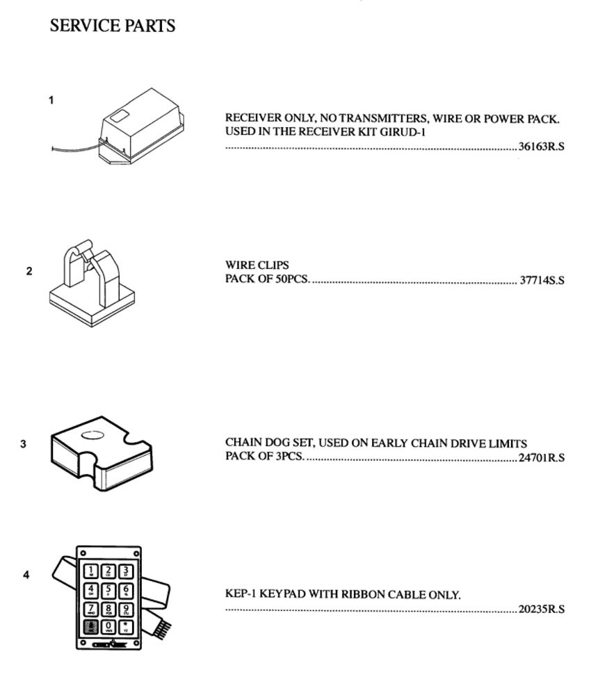 Accessories 8 Diagram and Parts List for 4042  Genie Garage Door Opener