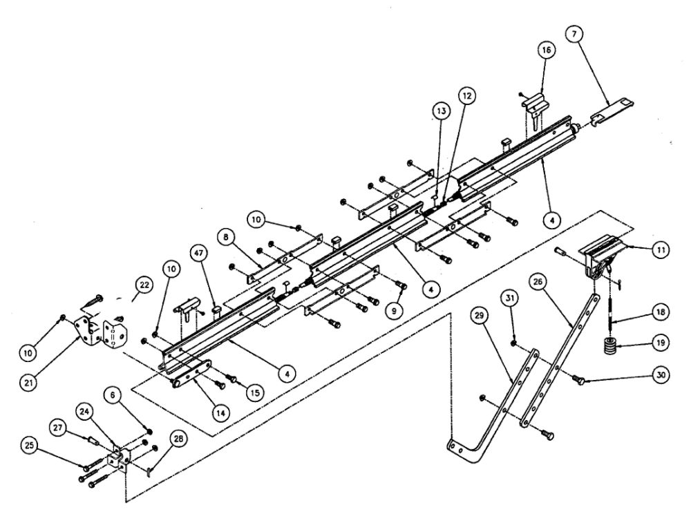 Rail Assembly Diagram and Parts List for ISL950  Genie Garage Door Opener
