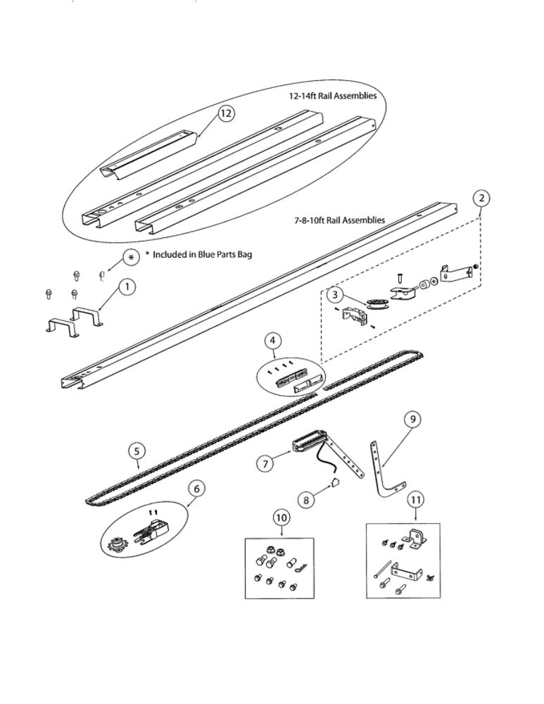 Chain Channel Diagram and Parts List for INTELLIG 1200  Genie Garage Door Opener
