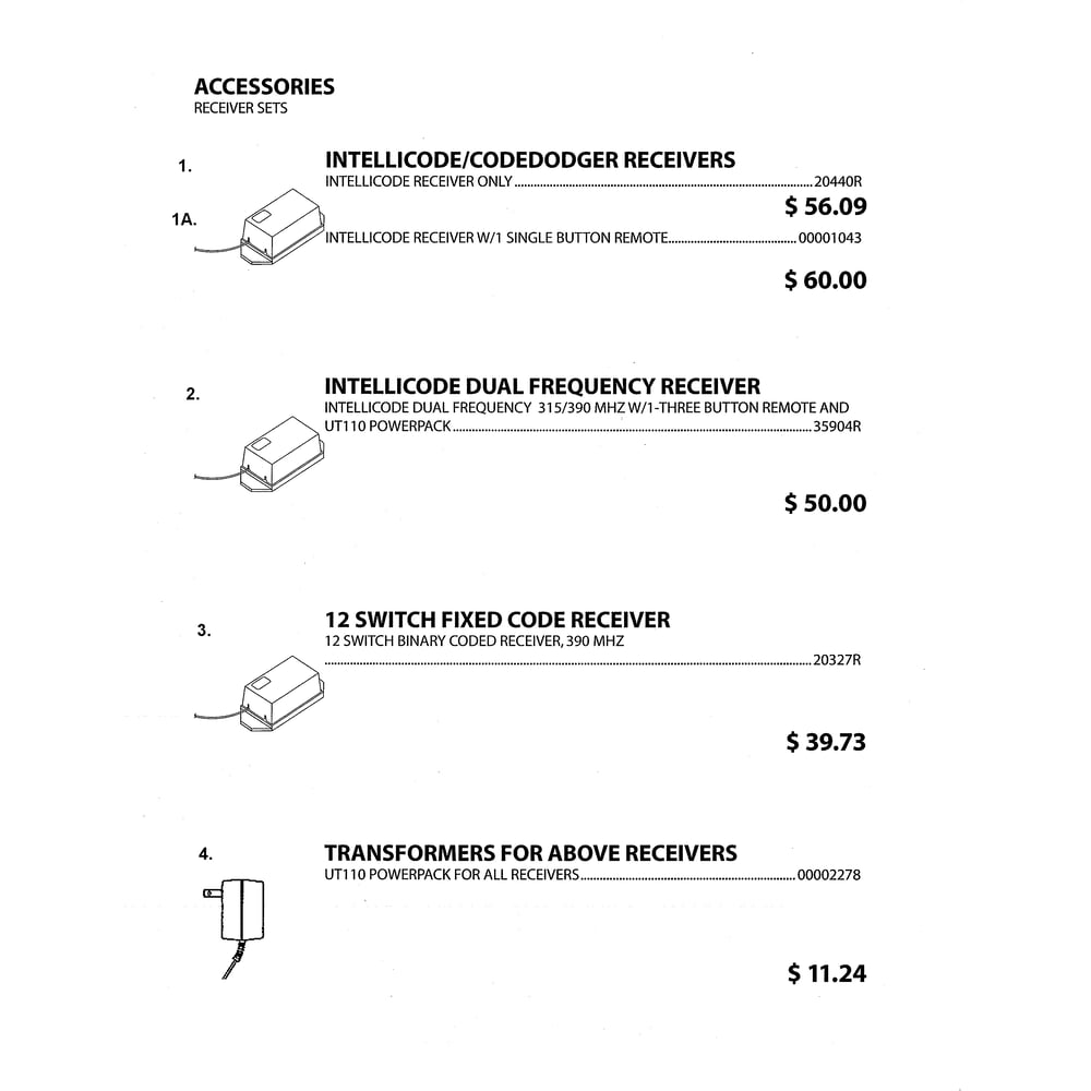 Receiver Sets Diagram and Parts List for PCG650L  Genie Garage Door Opener