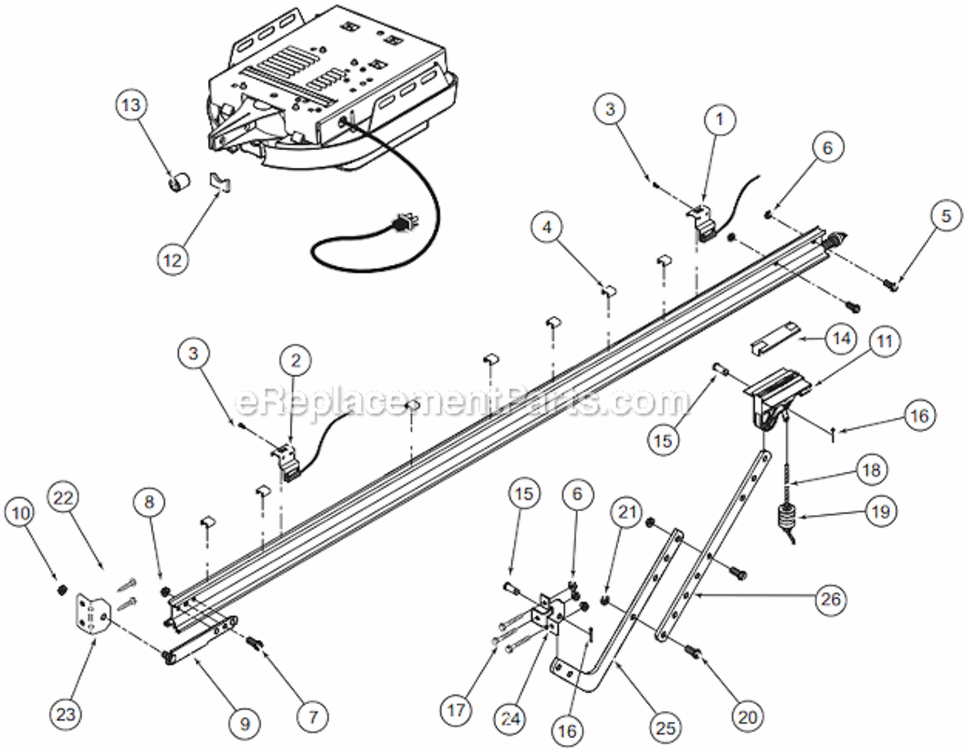 Pro_Rail Diagram and Parts List for CMD9900 After August 2009 Genie Garage Door Opener