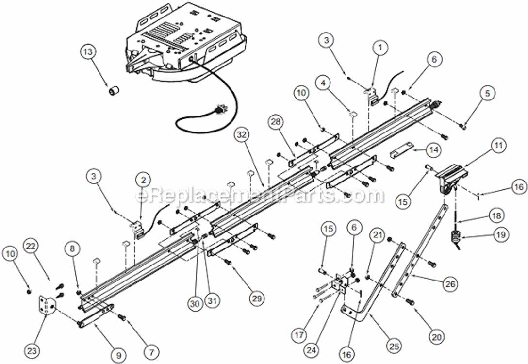 Retail_Rail Diagram and Parts List for CMD9900 After August 2009 Genie Garage Door Opener