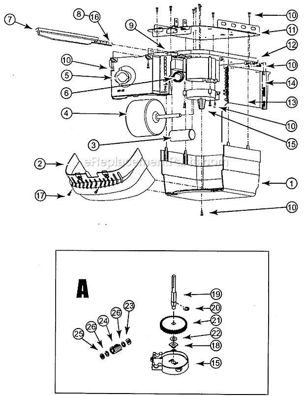 Powerhead Diagram and Parts List for CHAINLIFT  Genie Garage Door Opener
