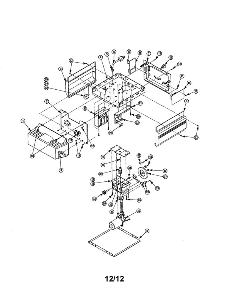 Dc Belt Drive Powerhead Diagram and Parts List for STEALTH 1200  Genie Garage Door Opener