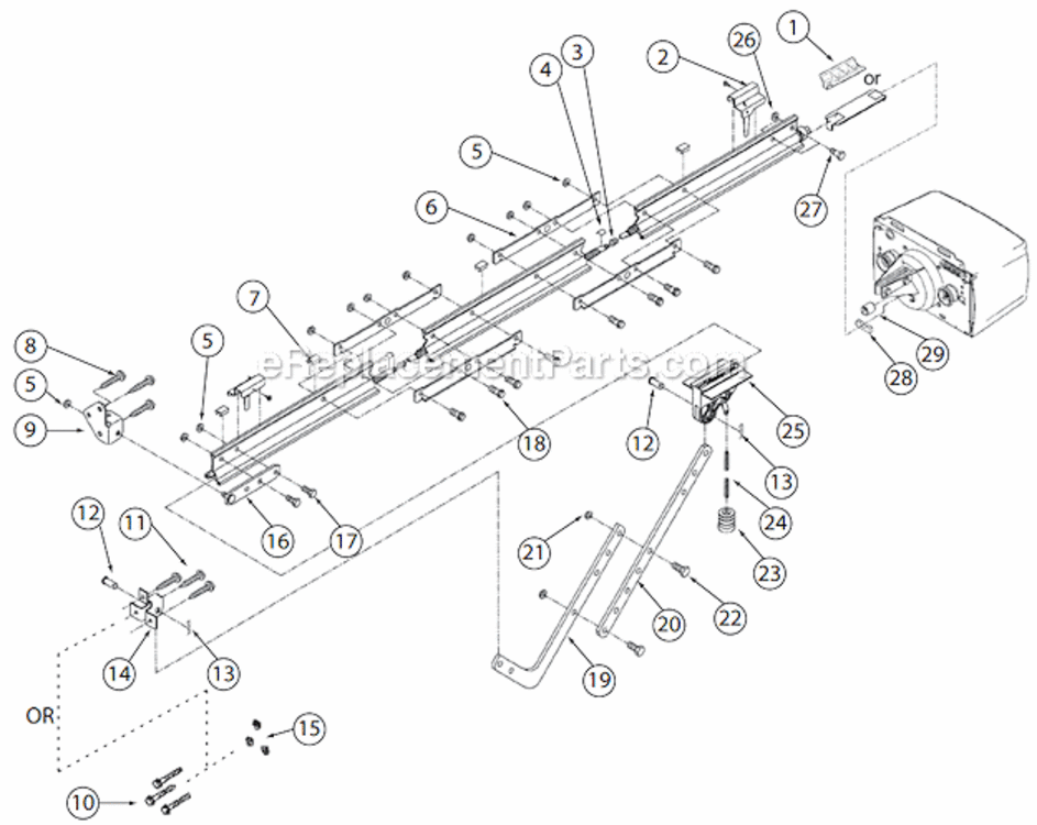 Retail_Rail Diagram and Parts List for DIRECTLIFTSERIES After August 2008 Genie Garage Door Opener