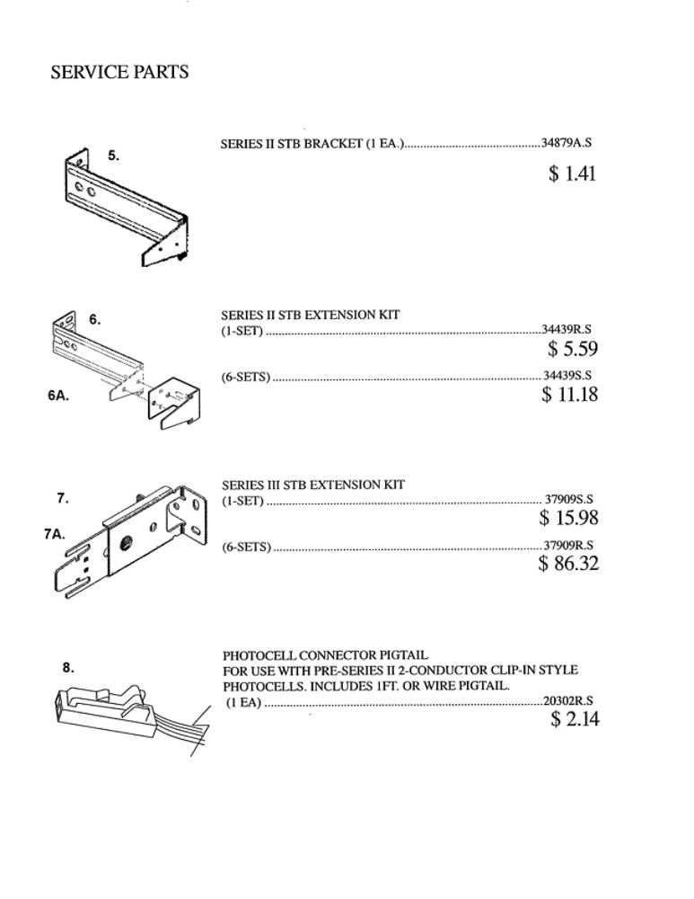 Service Parts 2 Diagram and Parts List for STEALTH 1200  Genie Garage Door Opener