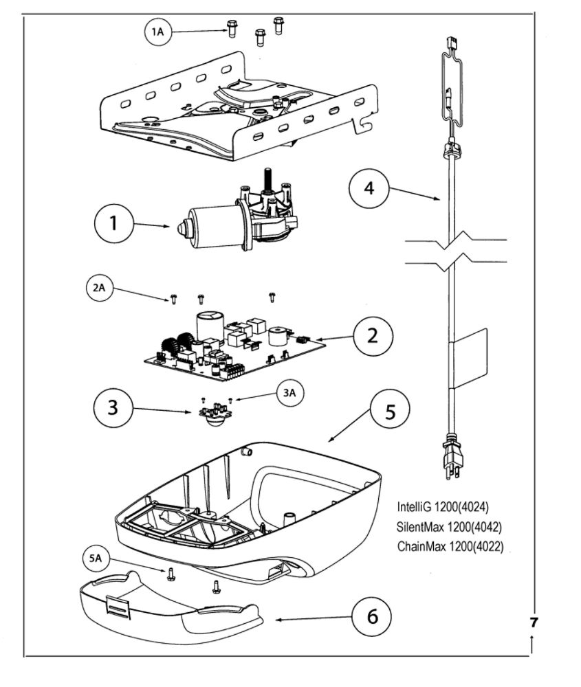 Head Assembly Diagram and Parts List for 4042  Genie Garage Door Opener