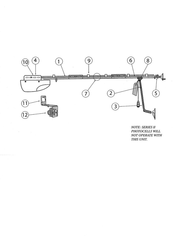 Rail Diagram and Parts List for 2040L  Genie Garage Door Opener
