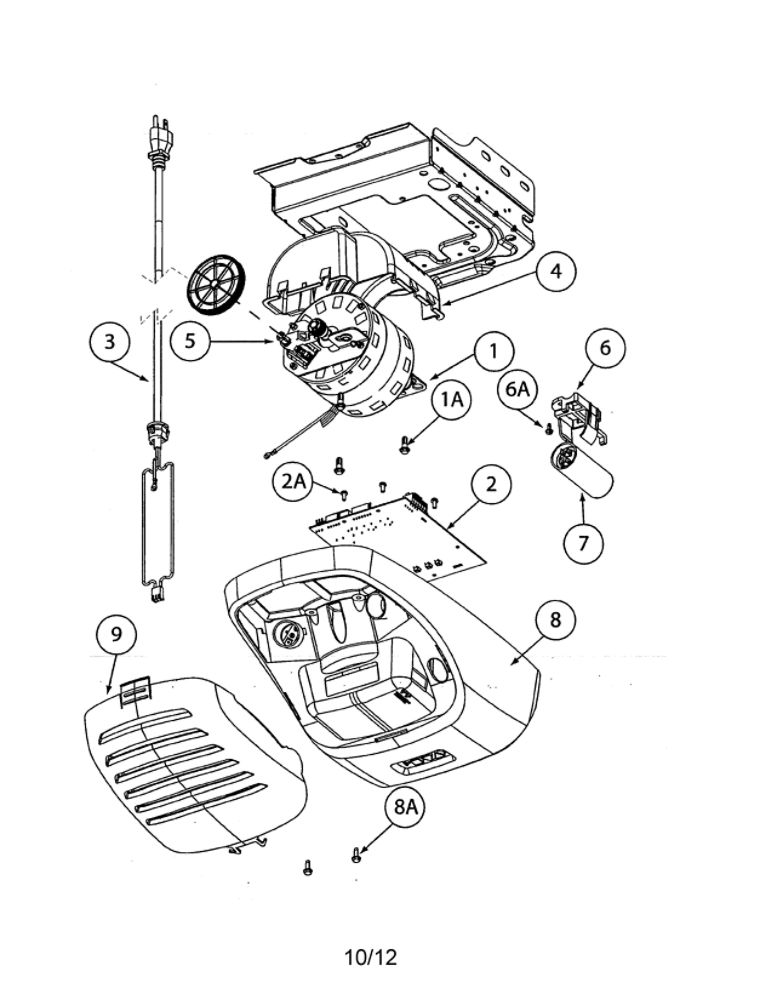 Motor/Cover Diagram and Parts List for 2562  Genie Garage Door Opener