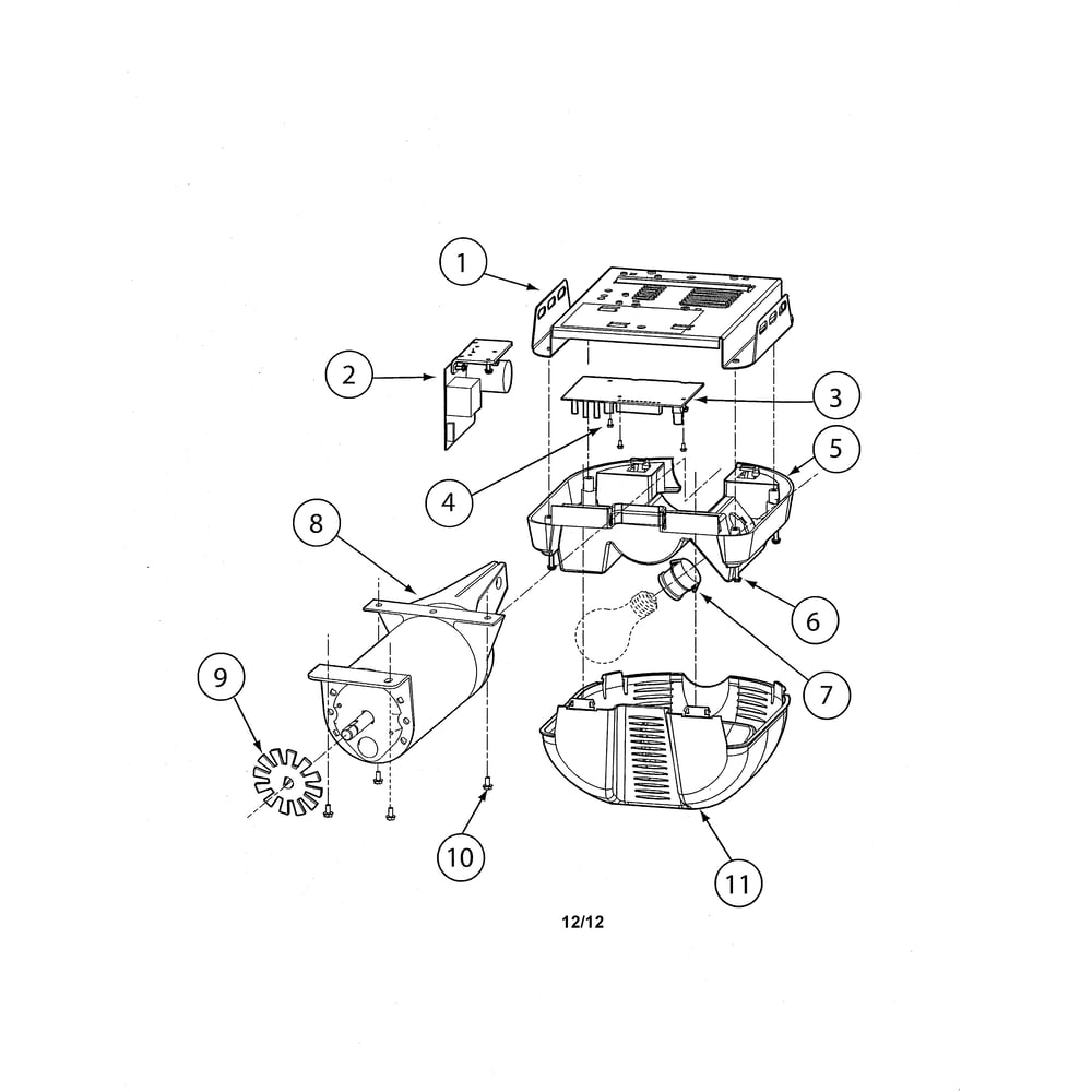 Powerhead Diagram and Parts List for EXCELERATOR  Genie Garage Door Opener