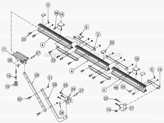 Retail Rail Diagram and Parts List for GCG-ML  Genie Garage Door Opener