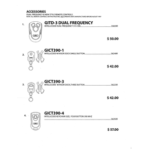 Dual Frequency & New Style Remote Controls Diagram and Parts List for PCG650L  Genie Garage Door Opener