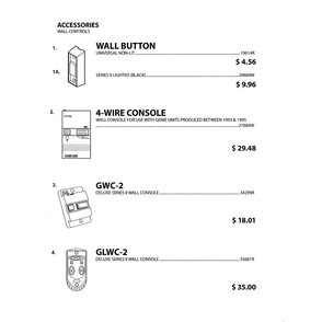 Wall Controls Diagram and Parts List for PCG650L  Genie Garage Door Opener