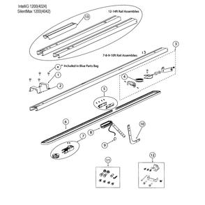 Belt Rail Assy Diagram and Parts List for 4022  Genie Garage Door Opener