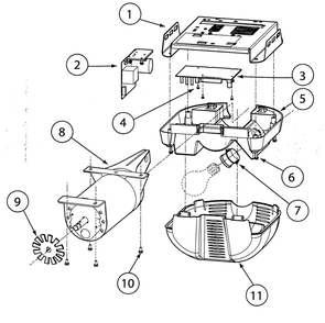 Motor Assembly Diagram and Parts List for ISD995-2WKM  Genie Garage Door Opener