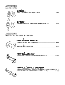 Remote Control/Photocell Accessories Diagram and Parts List for 36280S  Genie Garage Door Opener