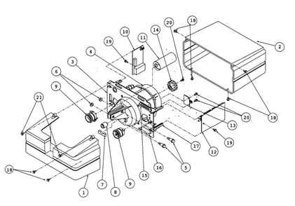 Motor Assembly Diagram and Parts List for ISL950  Genie Garage Door Opener