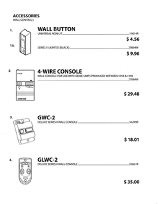 Wall Controls Diagram and Parts List for 1020L  Genie Garage Door Opener