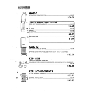 Keypads & Covers Diagram and Parts List for PCG650L  Genie Garage Door Opener