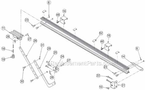 Ac_Chain_Glide_Pro_Rail Diagram and Parts List for ACCHAINGLIDE Pro Rail Genie Garage Door Opener