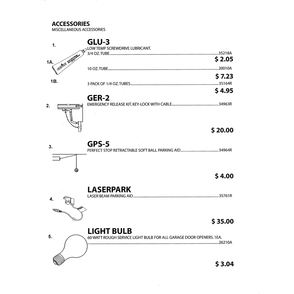 Miscellaneous Accessories 2 Diagram and Parts List for PCG650L  Genie Garage Door Opener