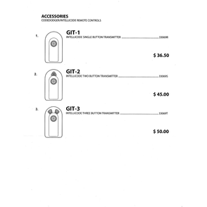 Codedodger/Intellicode Remote Controls Diagram and Parts List for PCG650L  Genie Garage Door Opener
