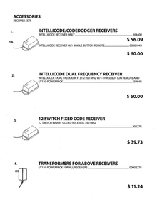 Receiver Sets Diagram and Parts List for 1020L  Genie Garage Door Opener