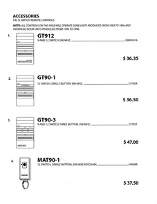 9 And 12 Switch Remote Controls Diagram and Parts List for 1020L  Genie Garage Door Opener