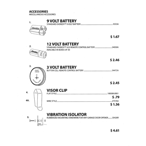 Miscellaneous Accessories 1 Diagram and Parts List for PCG650L  Genie Garage Door Opener