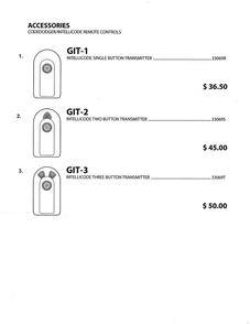 Codedodger/Intellicode Remote Controls Diagram and Parts List for 1020L  Genie Garage Door Opener