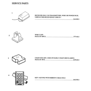 Accessorie Diagram and Parts List for 4022  Genie Garage Door Opener