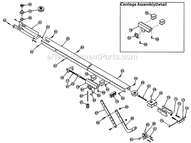 Belt And Chain Channel Diagram and Parts List for IC250  Genie Garage Door Opener