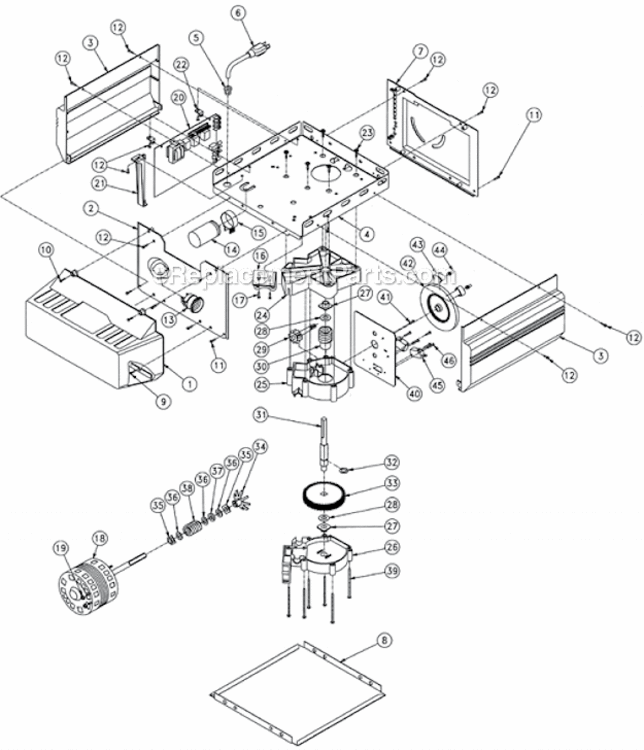 Powerhead Diagram and Parts List for PMX_IC250-B  Genie Garage Door Opener