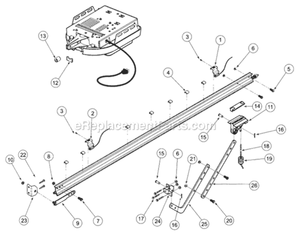 Pro_Rail Diagram and Parts List for PRO99 After August 2009 Genie Garage Door Opener