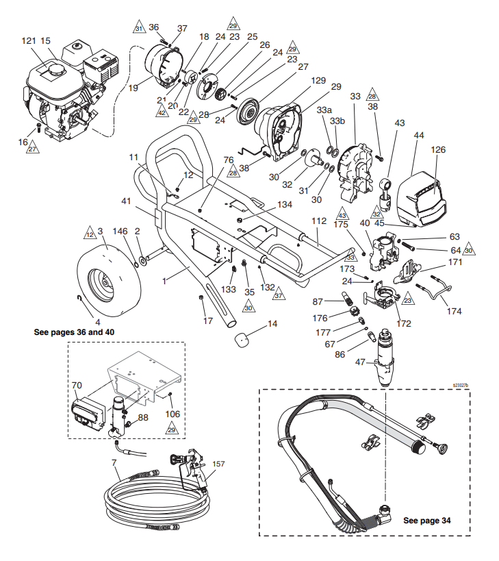 Section_1 Diagram and Parts List for 17E834  Graco Paint Sprayer