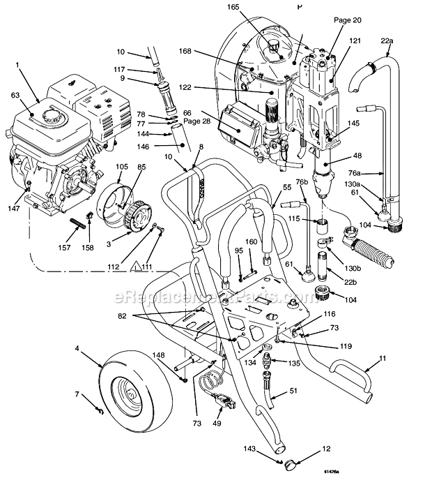 Page A Diagram and Parts List for 225 233643 Graco Sprayer