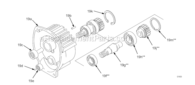 Pinion Assembly Diagram and Parts List for 231-085  Graco Sprayer