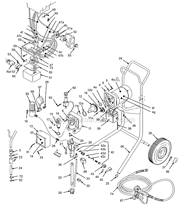 Page A Diagram and Parts List for 231-374 Series A Graco Sprayer