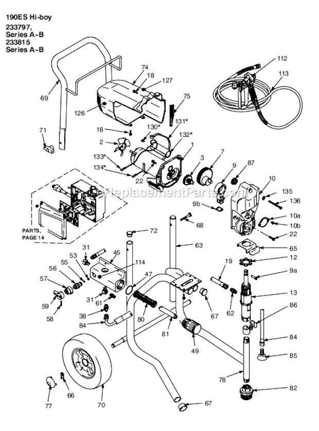 190Es_Stand_233797_Series_F Diagram and Parts List for 233797  Graco Sprayer
